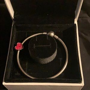 AUTHENTIC PANDORA bangle bracelet and charm